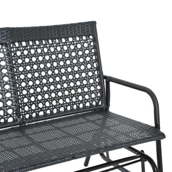 Schaukelbank Gartenschaukel Polyrattan 2-Sitzer schwarz - Palo24