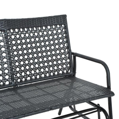 Schaukelbank Gartenschaukel Polyrattan 2-Sitzer schwarz - Palo24