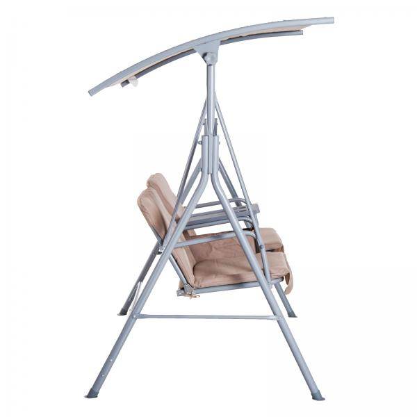 Hollywoodschaukel Gartenschaukel mit Sonnendach 2-Sitzer Beige - Palo24
