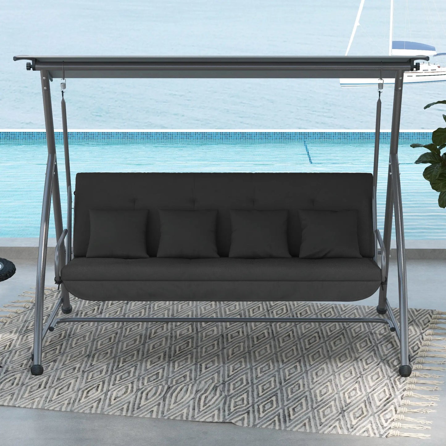 Sitzkissen Sitzauflage für Hollywoodschaukel 170 x 100 x 8cm Dunkelgrau
