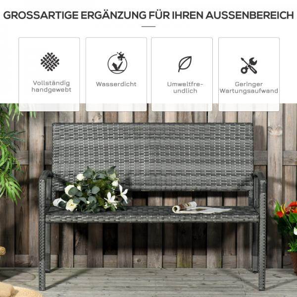 Gartenbank 2-Sitzer Rattanoptik mit Stahlrahmen grau - Palo24