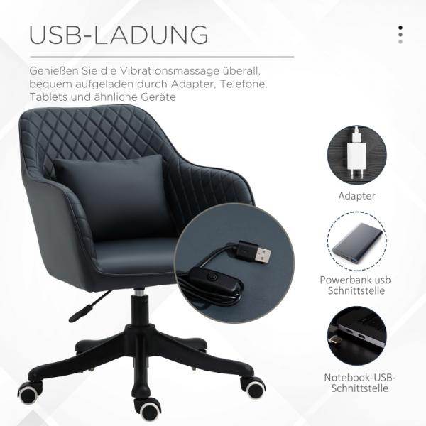 Massage Bürostuhl Drehstuhl mit Vibrationsfunktion PU Anthrazitgrau - Palo24