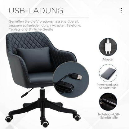 Massage Bürostuhl Drehstuhl mit Vibrationsfunktion PU Anthrazitgrau - Palo24