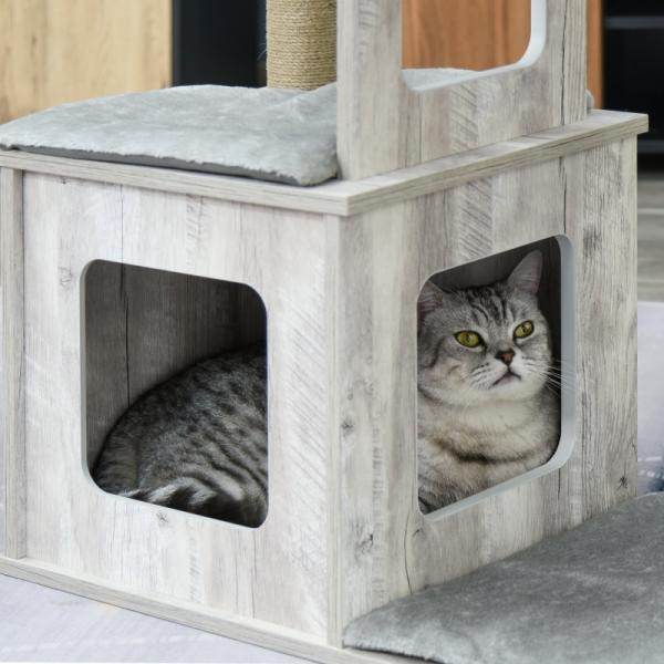 Katzenbaum Kratzbaum mit Mehrstöckigem Aktivitätszentrum Jute Grau - Palo24