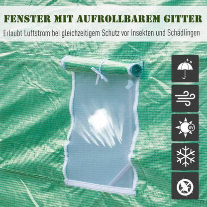 Foliengewächshaus Treibhaus Frühbeet 4,5 x 2 x 2 m | Grün - Palo24