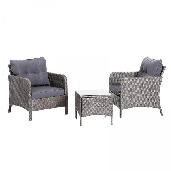 5-tlg. Polyrattan Sitzgruppe Set Sofagarnitur mit Kissen Dunkelgrau - Palo24