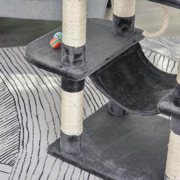 Katzenbaum Kratzbaum mit Sisalsäulen Spielball Dunkelgrau - Palo24