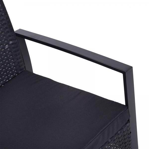 5 tlg Sitzgruppe Polyrattan Gartenset mit Kissen Schwarz - Palo24