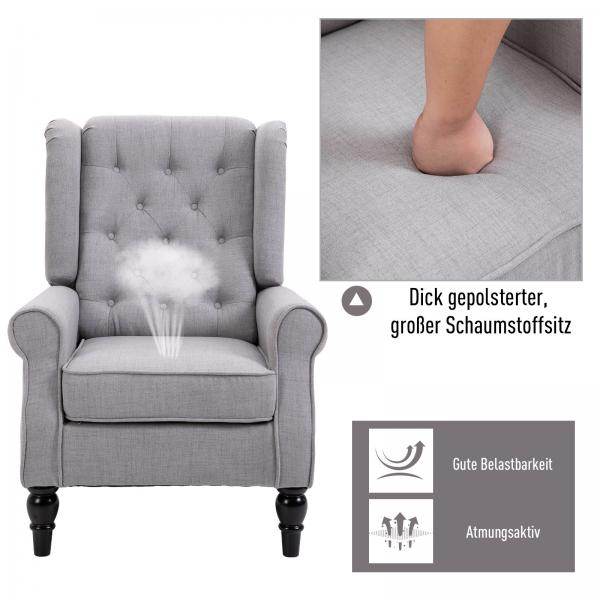 Einzelsessel Relaxsessel Ohrensessel Akzentsessel mit Tufting Polyester Grau - Palo24