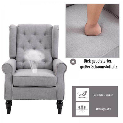 Einzelsessel Relaxsessel Ohrensessel Akzentsessel mit Tufting Polyester Grau - Palo24