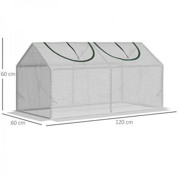 Foliengewächshaus mit Fenster PE Treibhaus Tomatenhaus Frühbeet 120 x 60 x 60 cm Weiss - Palo24