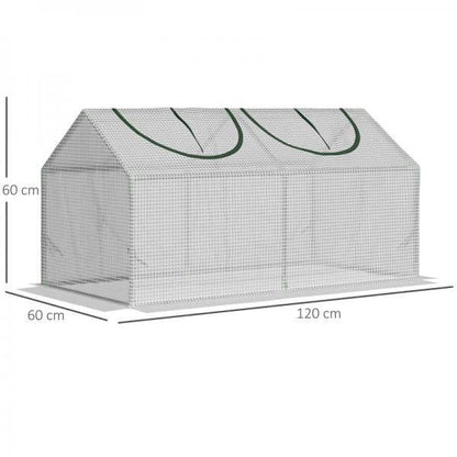 Foliengewächshaus mit Fenster PE Treibhaus Tomatenhaus Frühbeet 120 x 60 x 60 cm Weiss - Palo24