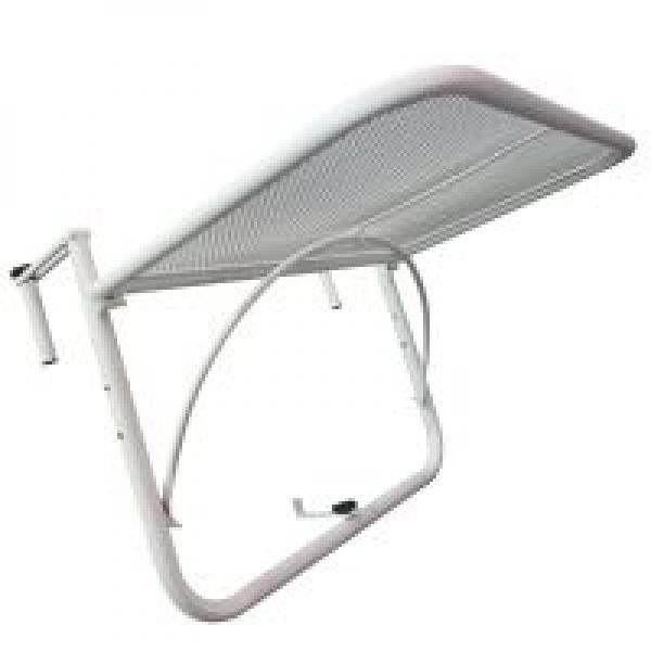 Balkonhängetisch Hängetisch höhenverstellbar viereckig Terrasse Metall Weiss L60 x B56,5 x H45 cm - Palo24