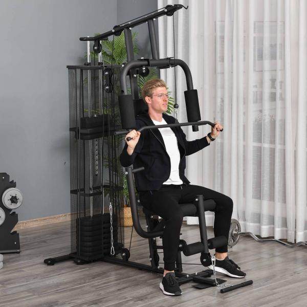Gym Kraftstation Fitnessstation Multigym Fitnessgerät inkl. Gewichten Metall PU - Palo24