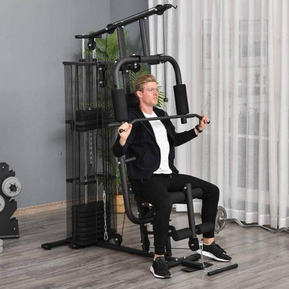 Gym Kraftstation Fitnessstation Multigym Fitnessgerät inkl. Gewichten Metall PU - Palo24