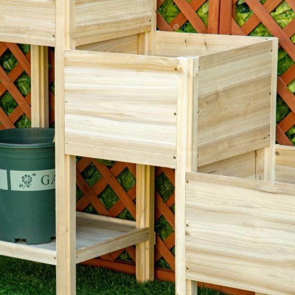 Hochbeet 3 Etagen Pflanzkübel Pflanzkasten aus Holz für Garten Balkon Natur 125 x 45 x 108 cm - Palo24
