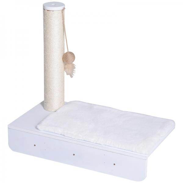 Katzenliege mit Kratzbaum, Katzenregal, MDF, Weiss - Palo24