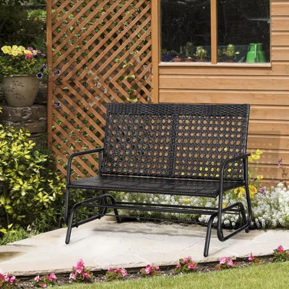 Schaukelbank Gartenschaukel Polyrattan 2-Sitzer schwarz - Palo24