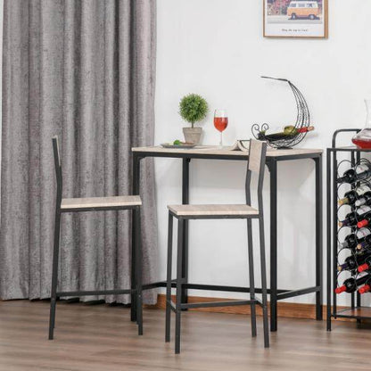 Bartisch mit 2 Stühlen, 3-teiliges Tischset, Barstuhl, Barhocker, MDF, Natur, Schwarz - Palo24