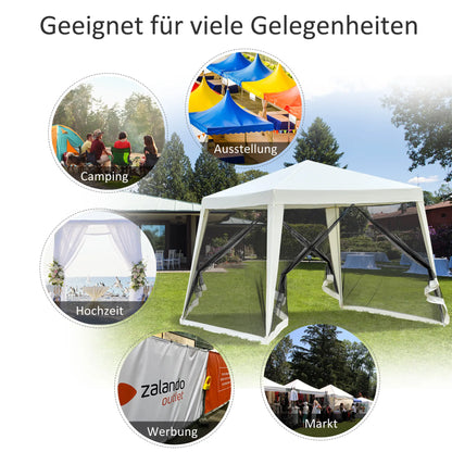 Padiglione da giardino Padiglione Marquee Tenda per feste Tenda resistente alle intemperie con zanzariera Beige 3 x 3 m