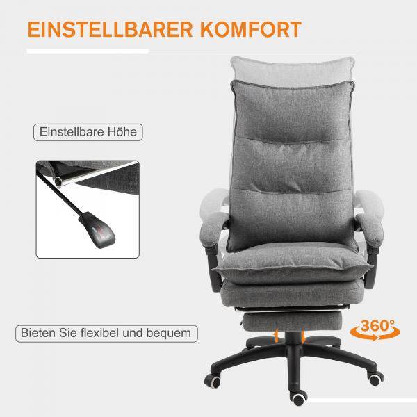Massage Sessel Bürostuhl Massagefunktion Chefsessel Grau - Palo24