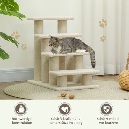 Tiertreppe Katzentreppe Hundetreppe 4 Stufen Beige