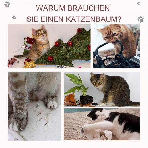 Katzenbaum Spielbaum mit Ball Katzenkratzbaum Kratzbaum Katzen Hellgrau - Palo24