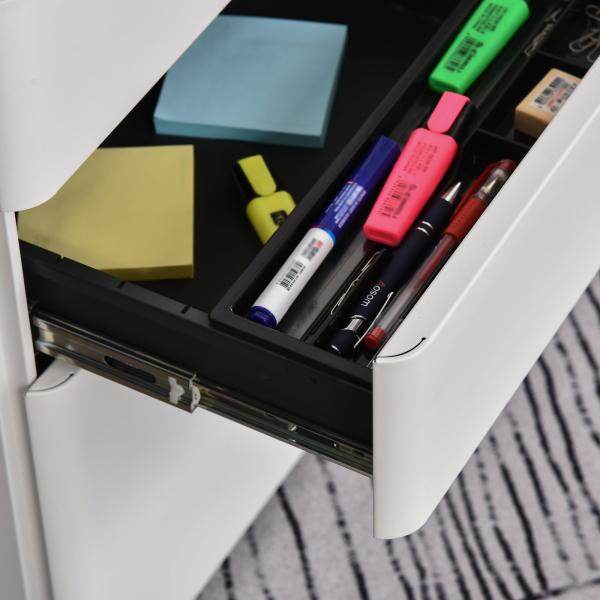 Rollcontainer mobiler Aktenschrank mit 3 Schubladen weiss - Palo24