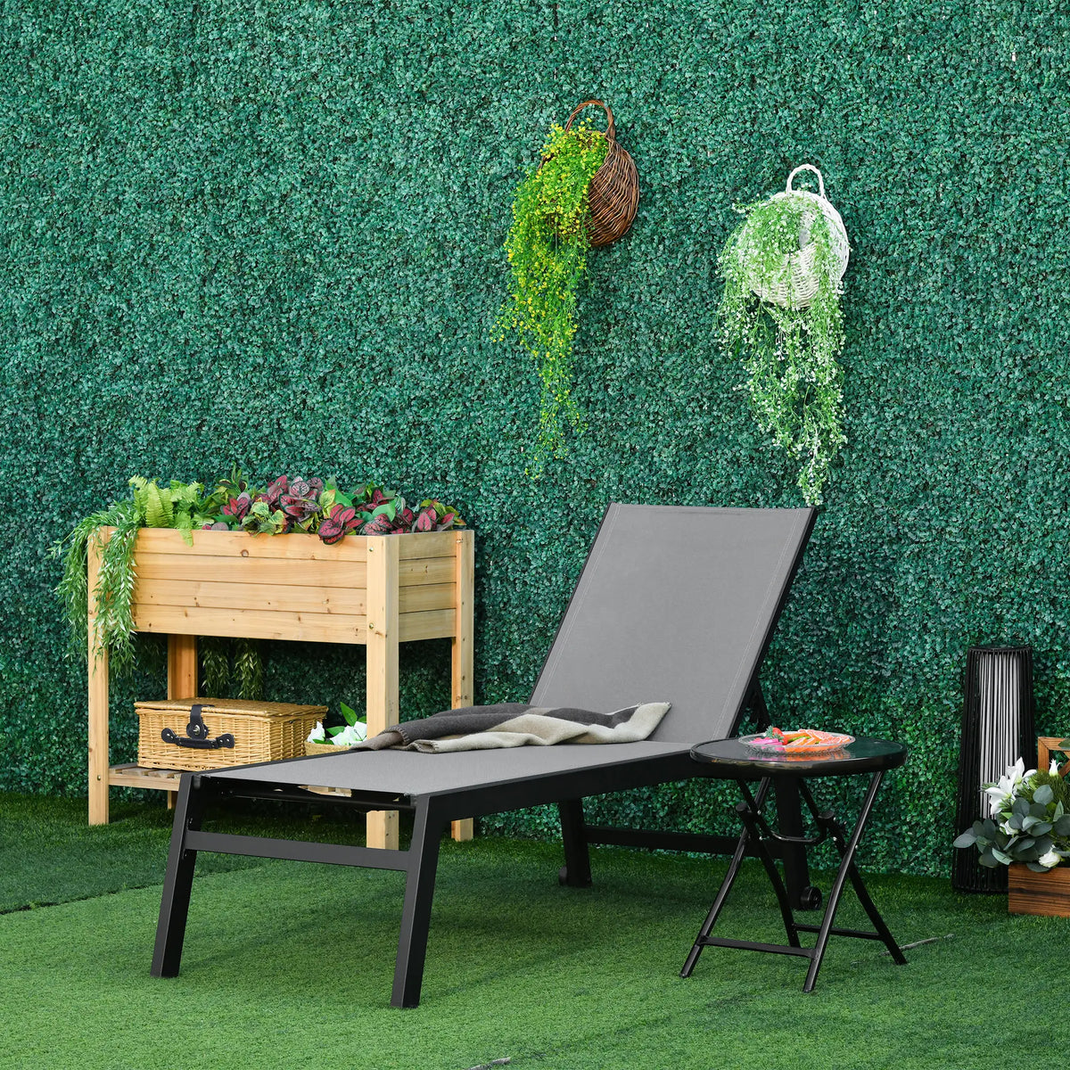 Sonnenliege Gartenliege Relaxliege 5-stufige Rückenlehne Gartenmöbel Alu Grau