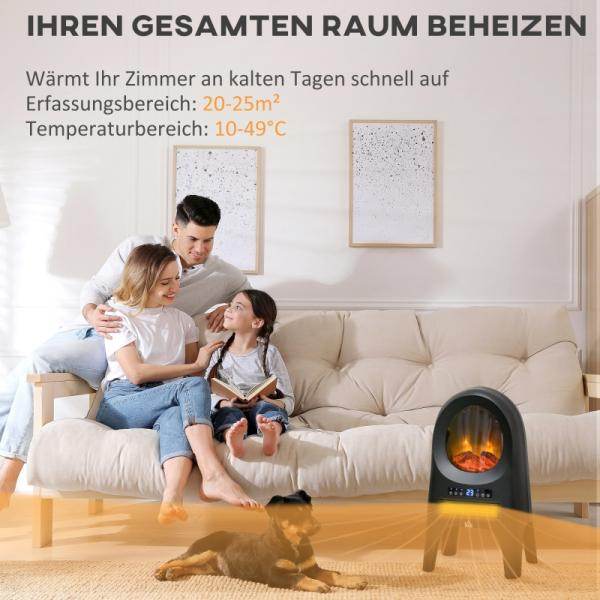Elektroheizung 3 Modi 10-49° C mit Fernbedienung LED-Flammen freistehend - Palo24