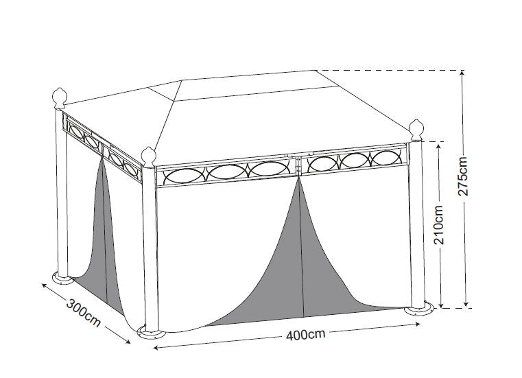 Bâche de toit pour pavillon RIVOLI 3x4 mètres, enduit PVC écru