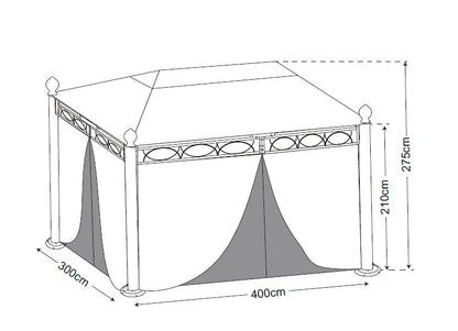 Bâche de toit pour pavillon RIVOLI 3x4 mètres, enduit PVC écru