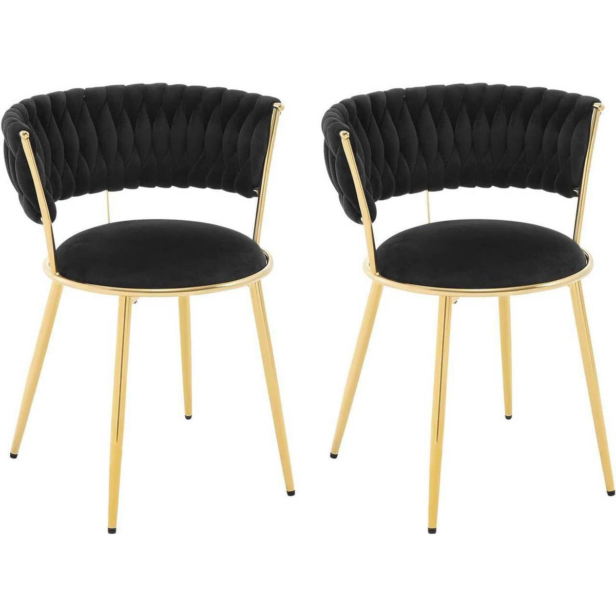 2er Set Esszimmerstuhl, Küchenstuhl Samt, Metallbeinen Schwarz Gold - Palo24