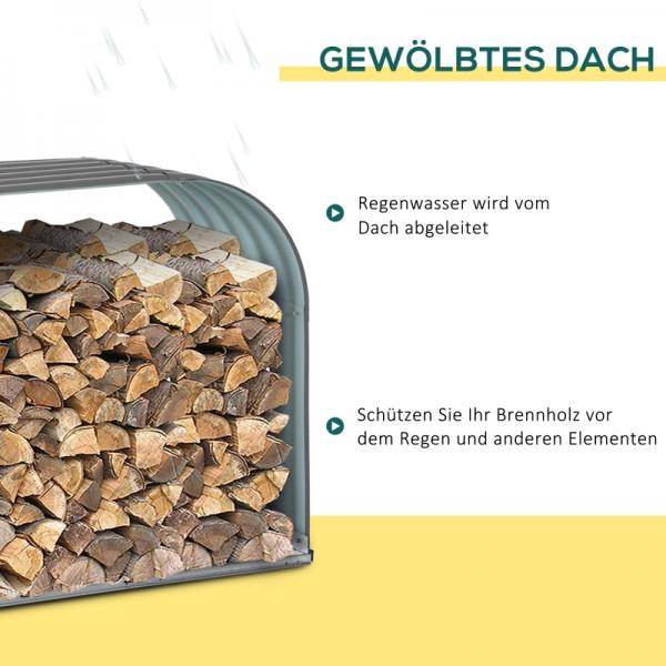 Kaminholzregal Aussen Holzunterstand Kaminholz Stapelhilfe Stahl Grau - Palo24