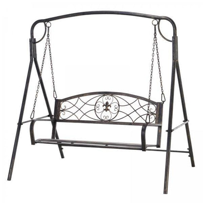 Gartenschaukel für 2 Personen Hollywoodschaukel Schaukelbank Metall Bronze - Palo24