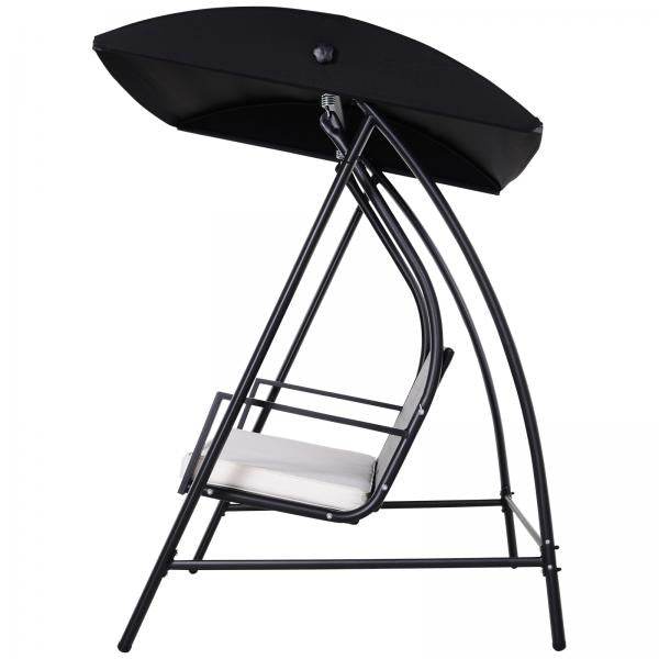 Hollywoodschaukel 3-Sitzer mit Dach Polyrattan Schwarz - Palo24