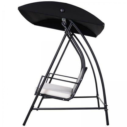 Hollywoodschaukel 3-Sitzer mit Dach Polyrattan Schwarz - Palo24