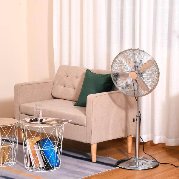 Standventilator Lüfter Höhenverstellbar 3 Geschwindigkeitsstufen Stahl Silber - Palo24