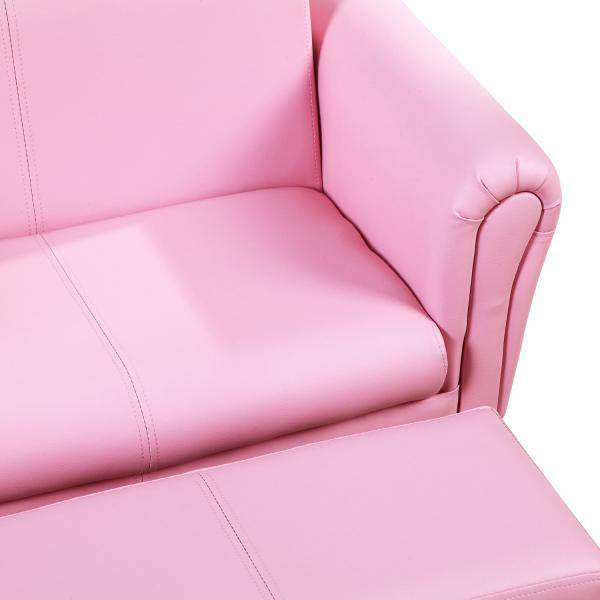 Kindersofa mit Hocker rosa Sessel Kinder Softsofa - Palo24