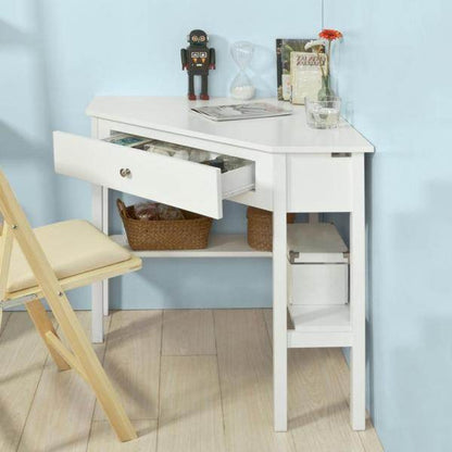 Eckschreibtisch Schreibtisch mit Ablage und Schublade Weiss - Palo24
