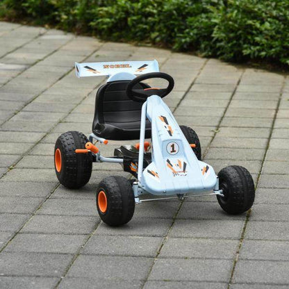 Go Kart Mit Pedal Kinderfahrzeug Tretauto mit Pedal für 3-8 Jahre Stahl Hellblau - Palo24