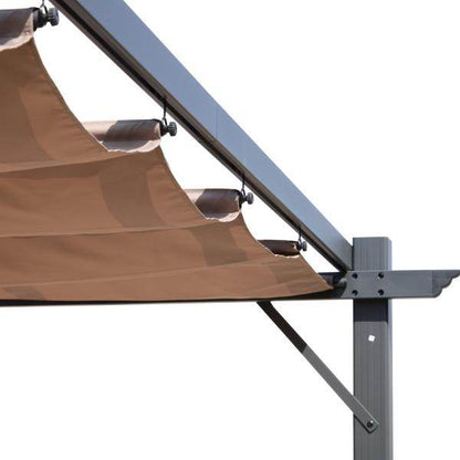 Pergola Pavillon Terrassenüberdachung mit Schiebedach Garten Alu Kohlegrau+Kaffeebraun 3x3x2,23 m - Palo24
