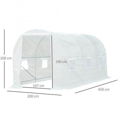 Foliengewächshaus Treibhaus begehbar mit Metallrahmen 4,45 x 2 x 2m Weiss - Palo24