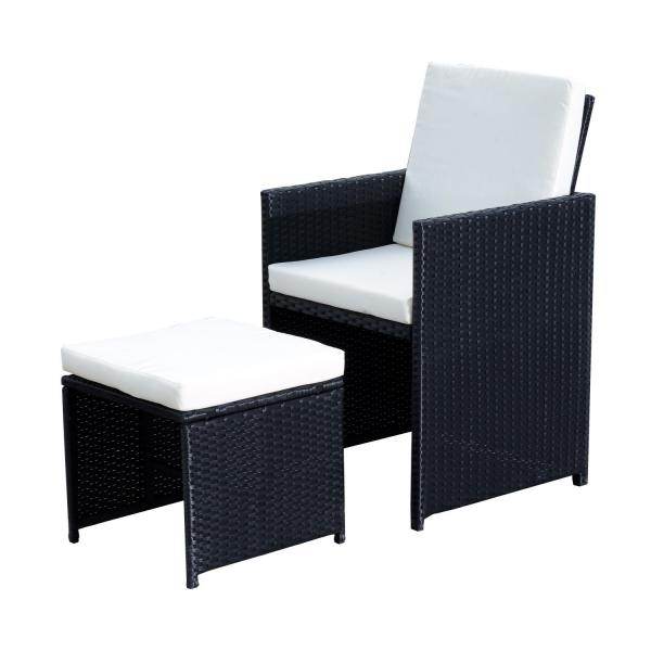 Polyrattan Essgruppe 21 tlg. Rattan Sitzgruppe 4 Stühle 4 Hocker inkl. Kissen - Palo24