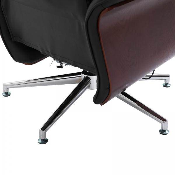 Relaxsessel mit Hocker Fernsehsessel PU-Bezug Holzverkleidung Metallfuss Schwarz - Palo24