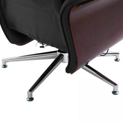 Relaxsessel mit Hocker Fernsehsessel PU-Bezug Holzverkleidung Metallfuss Schwarz - Palo24