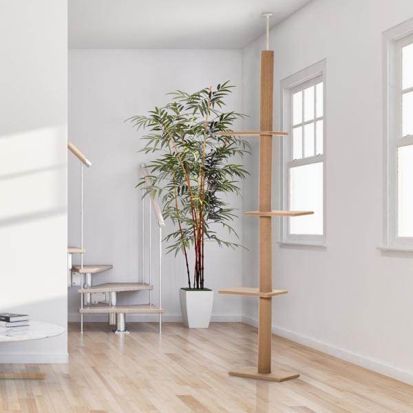 Kratzbaum Katzenbaum Kletterbaum Höhenverstellbar Hellbraun 43 x 27 x 228-260 cm - Palo24