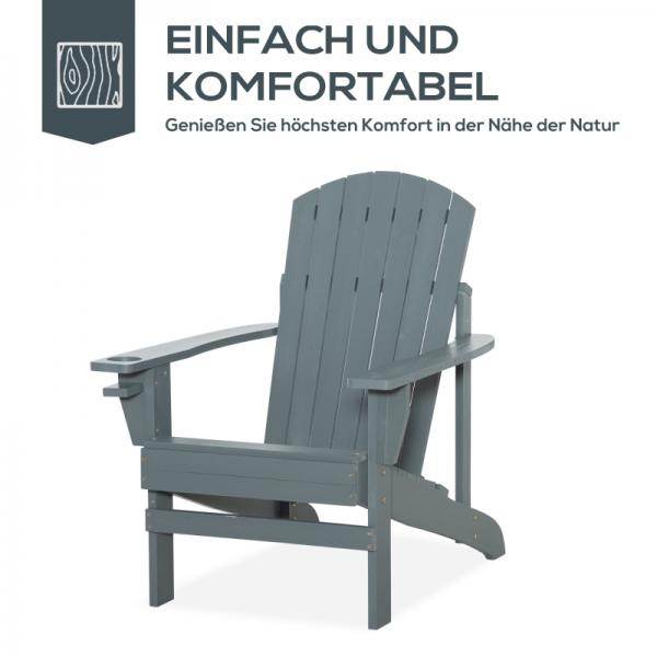 Adirondack-Gartenstuhl Massivholz Dunkelgrau - Palo24