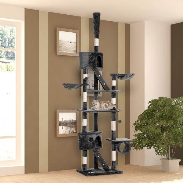 Katzenbaum Kratzbaum Katzenkratzbaum Kletterbaum Katze Sisal höhenverstellbar Grau - Palo24