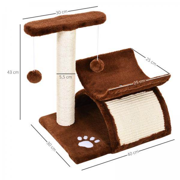 Katzenkratzbaum Spielbaum Kratzbaum Katzen mit Ball Braun L40 x B30 x H43 cm - Palo24